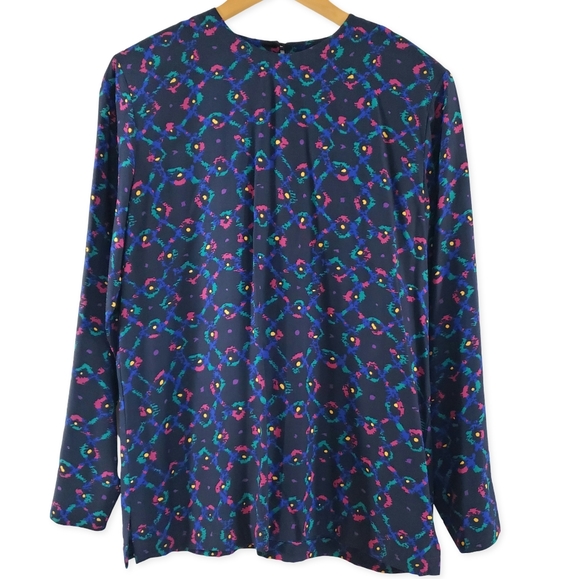 VGUC Vintage Miss Sophisticates by Pendleton Geometric Spring Blue Pink Size M-L - Picture 1 of 10